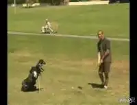 Классная реакция на удар. Смотрите на чела на заднем плане