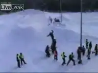 На снегоходе в толпу