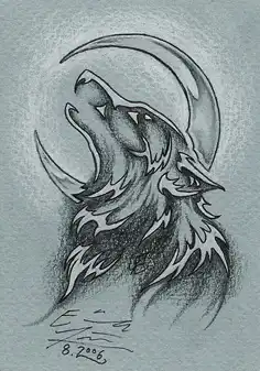 Волк. Ночь. Луна.