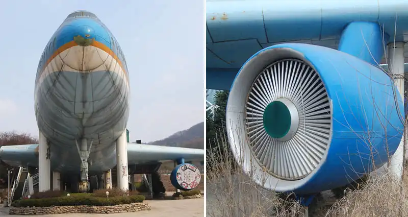 Заброшенный ресторан самолет Боинг-747, Южная Корея