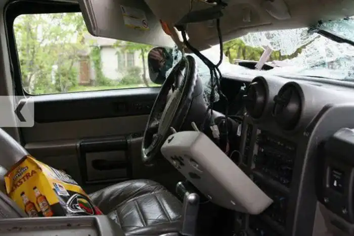 Женщина+алкоголь+Hummer=разбитый в хлам Hummer