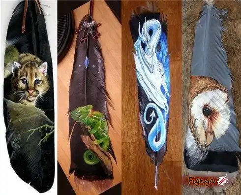 Рисунки на перьях