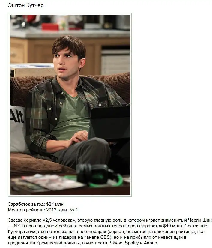 Самые состоятельные актеры телесериалов