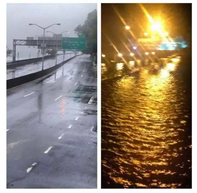 Сравнительные снимки "до и после" урагана "Сэнди"