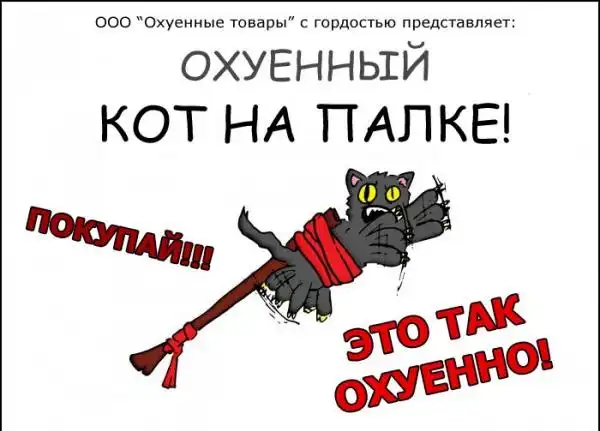 О**енный кот на палке!