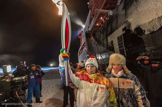 Как прошла эстафета Олимпийского огня на Северном полюсе