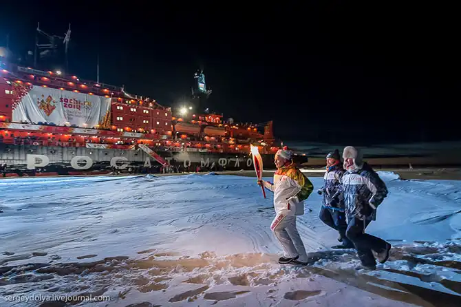Как прошла эстафета Олимпийского огня на Северном полюсе