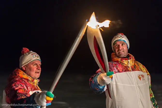 Как прошла эстафета Олимпийского огня на Северном полюсе