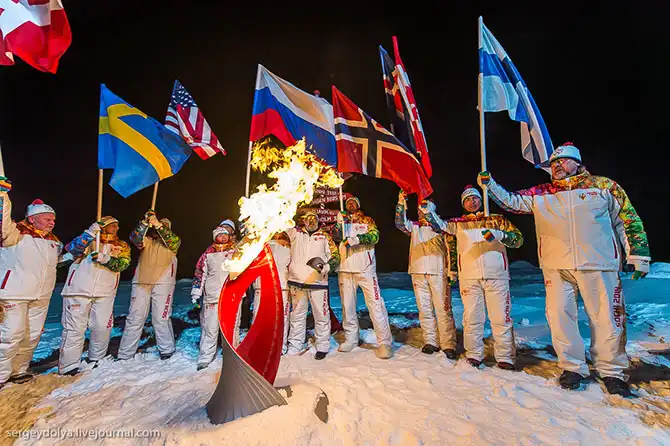 Как прошла эстафета Олимпийского огня на Северном полюсе