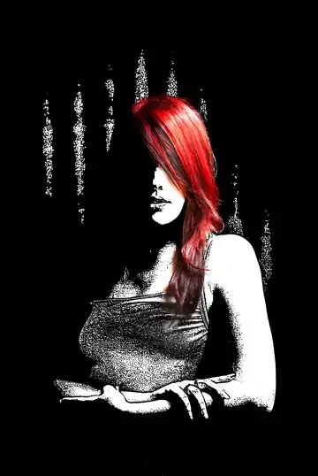 С цветными волосами.