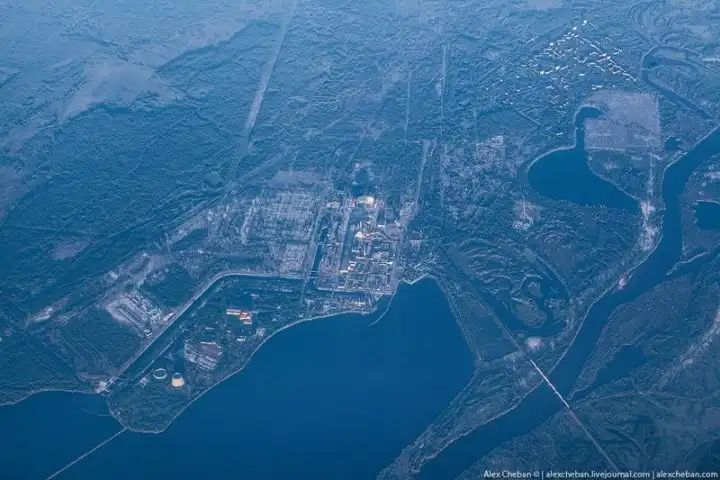 вид сверху, чернобыль