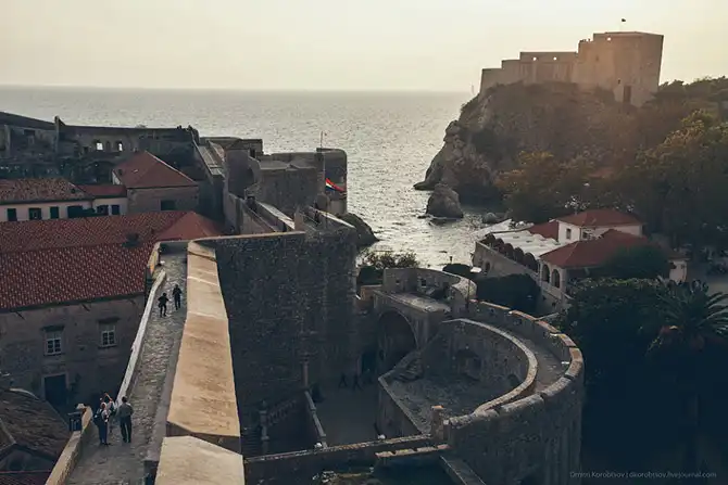 Древний городу в Хорватии с высоты птичьего полёта