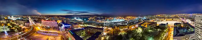 Ночная прогулка по самому крупному промышленному городу Заполярья