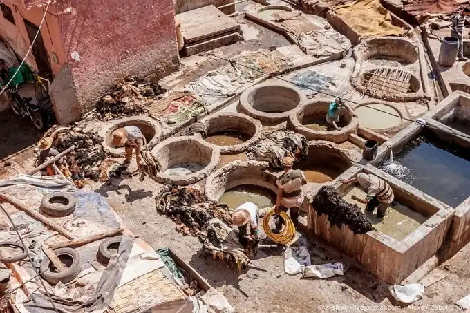 Марокко: Как изготавливают натуральную кожу. Кожевенное производство в Марракеше