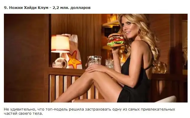 Суммы, в которые знаменитости оценивают свои части тела