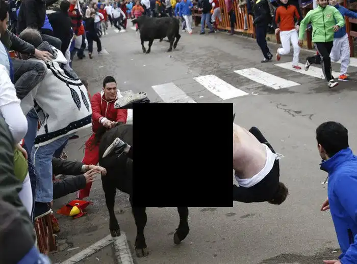 Неудачное участие в забеге быков