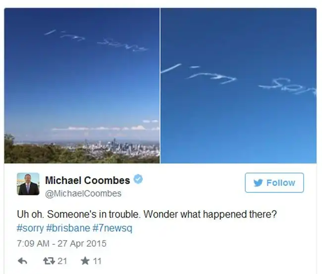 Воздушные извинения за 4000 долларов в небе над Брисбеном