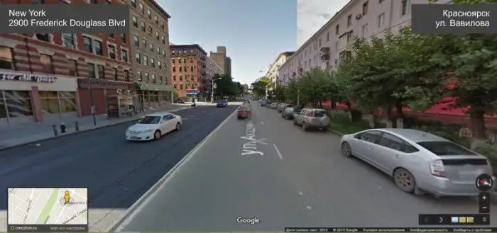 Склеенные панорамы Google Street View показали сходство между Нью-Йорком и Красноярском