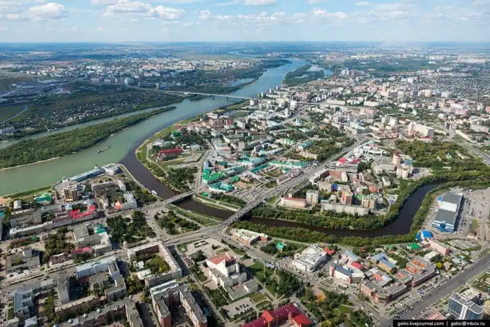 Омск с вертолёта