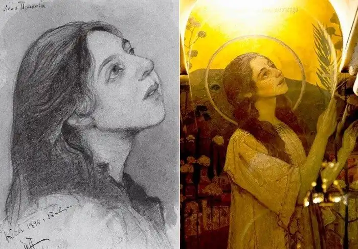 Портрет невесты вместо лика святой: кого изобразил художник М. Нестеров на фреске Владимирского собора