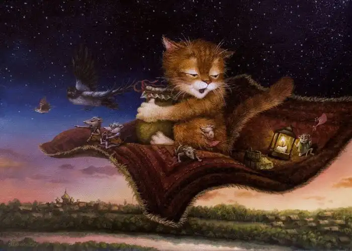 «Картины от печки»: приключение кота Кузьмы в сказочных работах Александра Маскаева