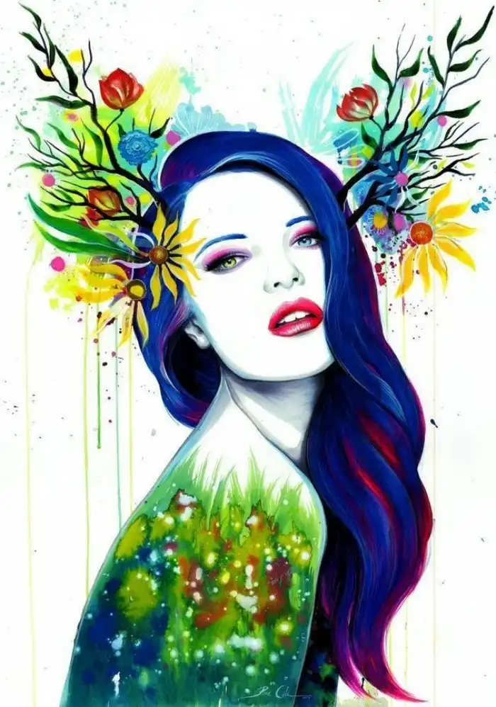 Яркие акварельные портреты от Пикси Колд