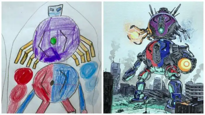 Отец превращает рисунки своих сыновей в персонажей аниме - и это потрясающе