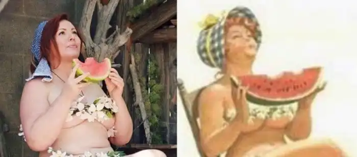 Модель размера плюс воссоздаёт классические пинап-иллюстрации, и она прекрасна