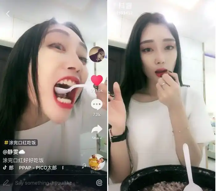 Девушки пьют и едят так, чтобы не испортить губную помаду