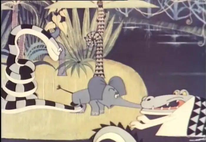 На что надеется глупый крокодил, хватая такого монстра за хобот?