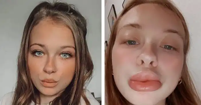 Девушка хотела увеличить губы гелем, но ситуация вышла из-под контроля
