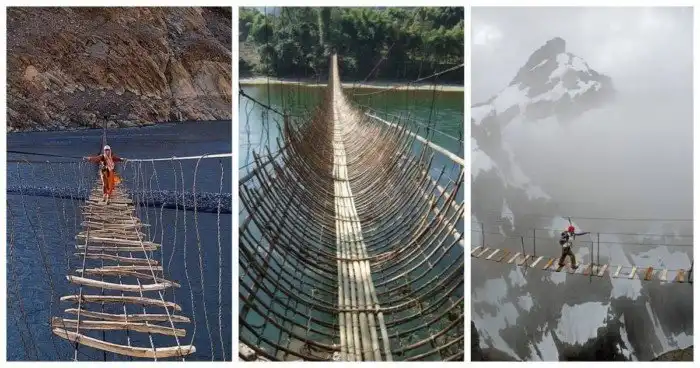 И страшно и красиво: 20 невероятных подвесных и самодельных мостов