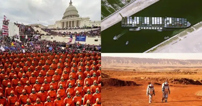 2021 год за 35 кадров: от взятия Капитолия до первого кино в космосе