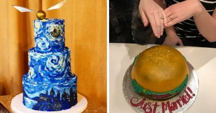 Пошли против системы: забавные свадебные торты