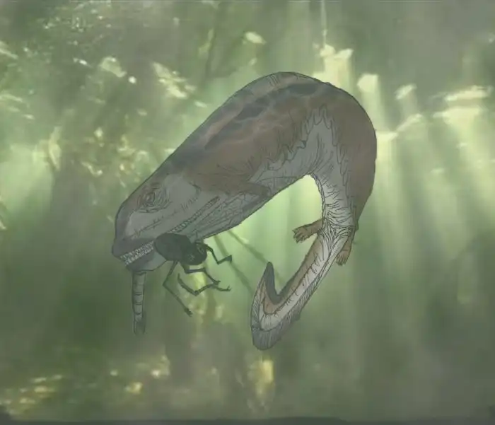 Крассигирин: Вышел из воды, приуныл, зашёл обратно и стал альфа-хищником. Зубастая амфибия, державшая в страхе древние водоёмы