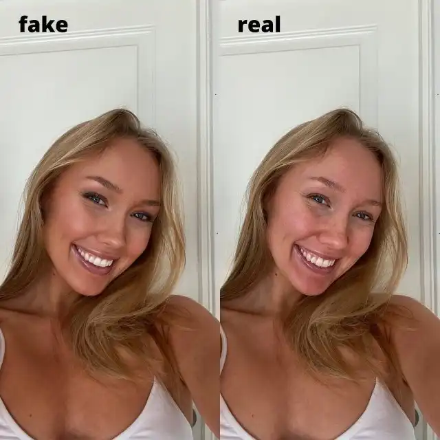 Девушка показывает разницу между "Инстаграмом" и реальностью