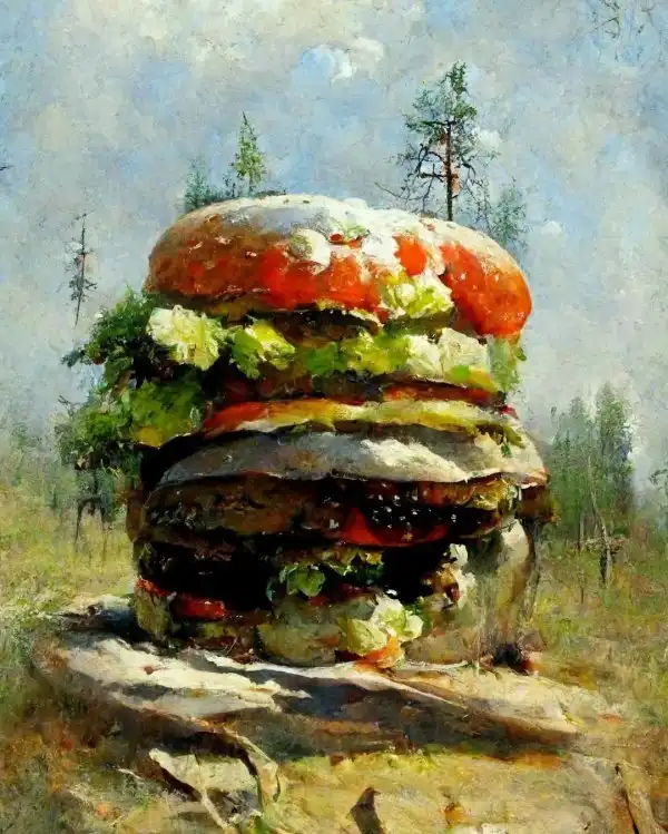 Нейросеть изобразила обычные бургеры в духе известных художников
