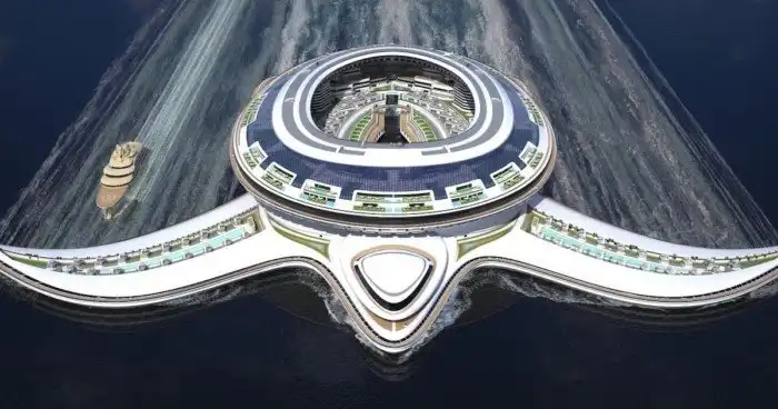 Концепт тераяхты — огромного плавучего города, вмещающего 60 000 человек