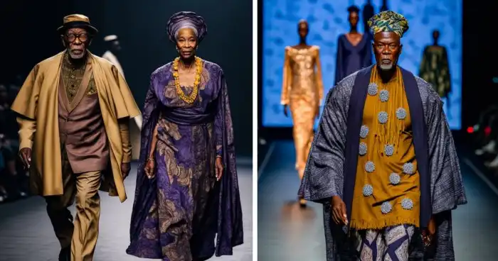 Нейросеть сгенерировала фото эффектного показа мод с пожилыми моделями