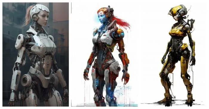 Женоподобные андроиды, нарисованные нейросетью