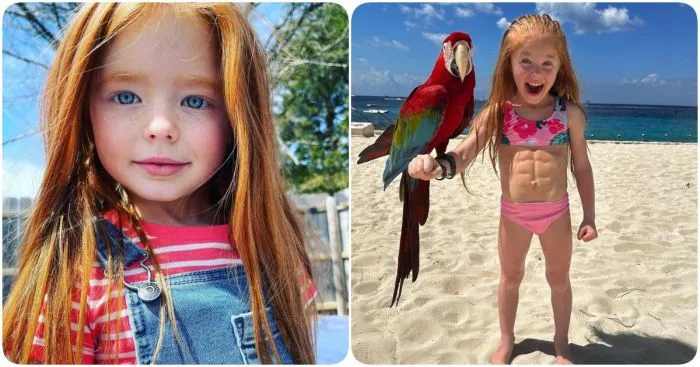 Малышка с кукольной внешностью и стальным прессом штурмует соцсети