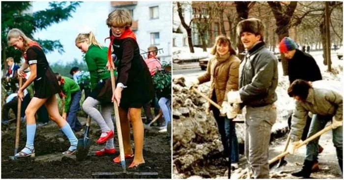 Колоритные фото с советских субботников