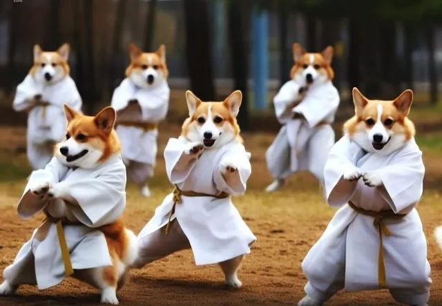 Кадры дня: нейросеть сгенерировала корги, которые владеют боевыми искусствами