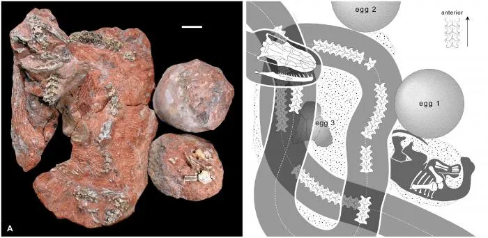 Санаджей индикус: Огромная змея охотилась на детёнышей динозавров. Но потом их всех вместе завалило оползнем