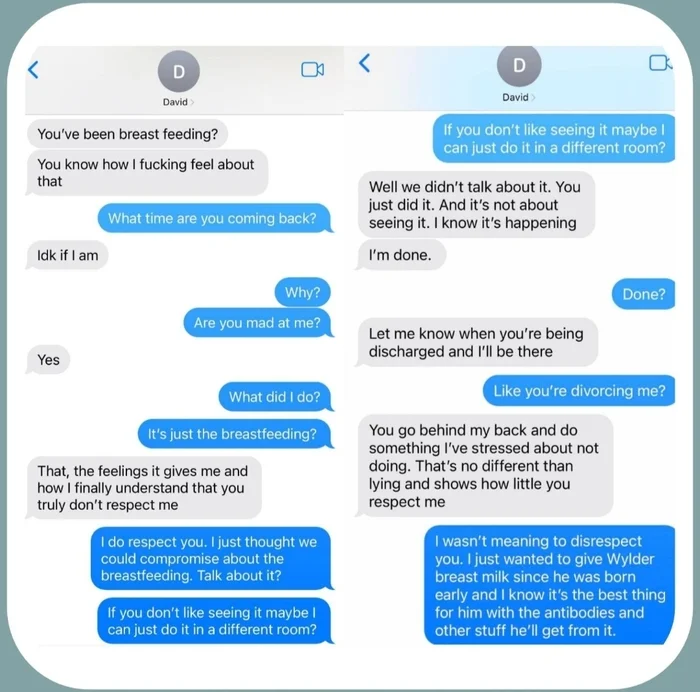 Муж подает на развод, узнав, что жена кормит грудью новорожденного сына