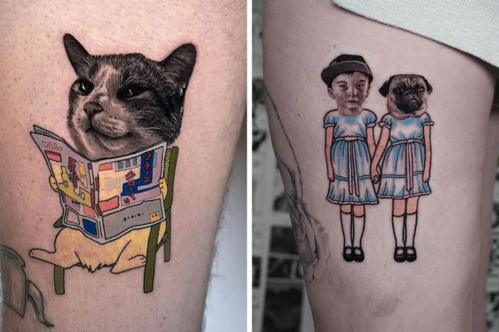Искусство на коже: 37 татуировок с двумя стилями