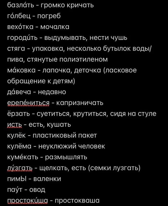 Фразы, понятные только местным: 'ёрзать', 'вехотка' и 'моришь'