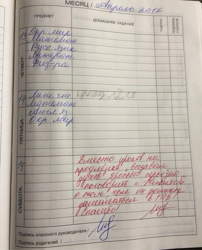 Смешные и забавные заметки в школьных дневниках