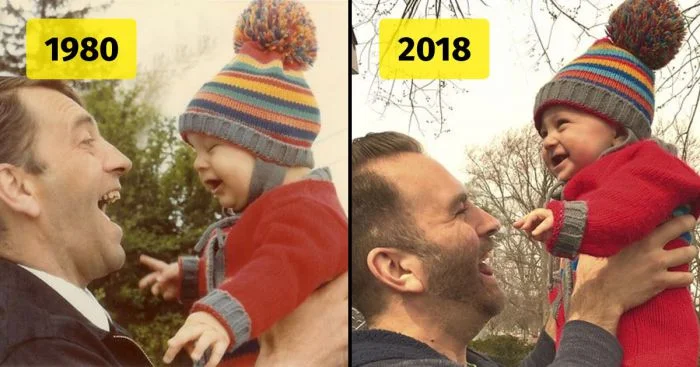 Прошлое и настоящее: семьи, повторившие старые кадры спустя годы