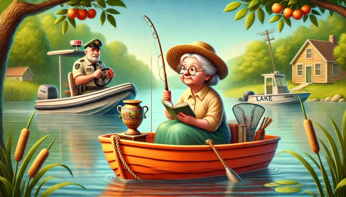 Утро на озере: дедушка и рыбалка